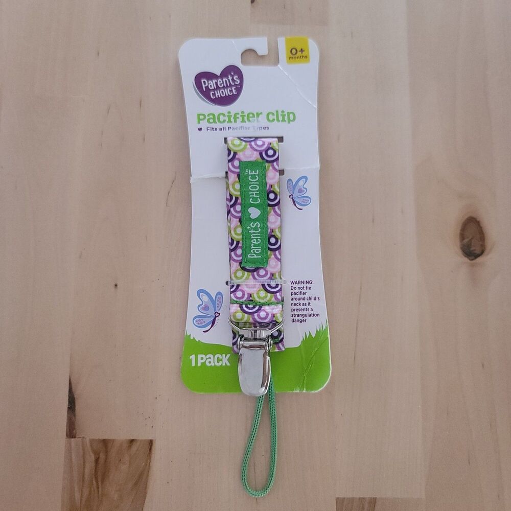 Parent's Choice Pacifier Lanyard Clip 0+ months Retro Circles Green Pink New